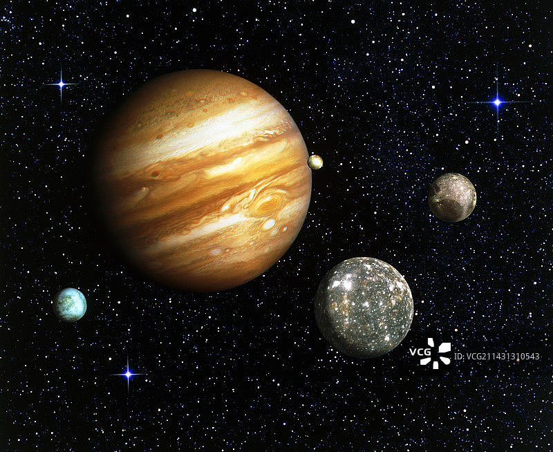 木星及其伽利略卫星的合成图像图片素材