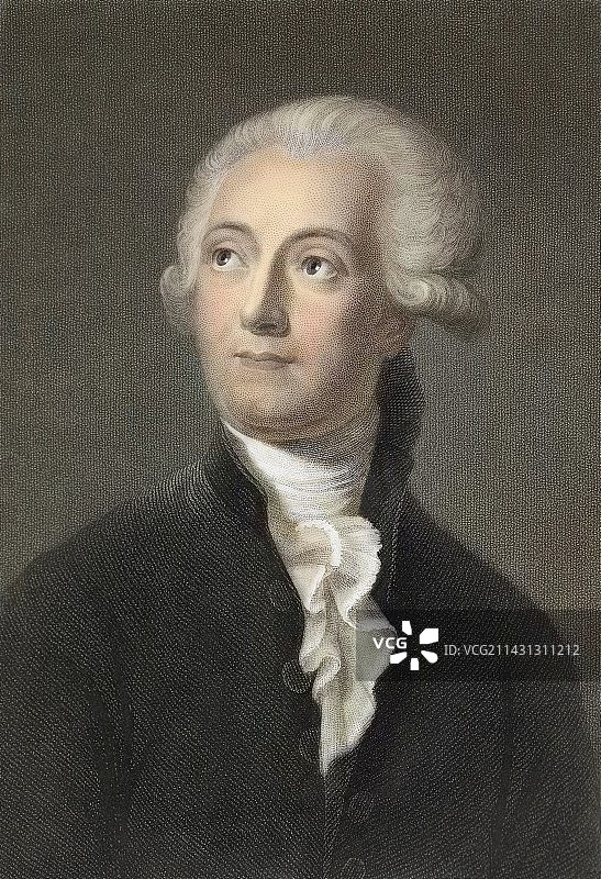 1780年安托万·拉瓦锡气体化学家图片素材