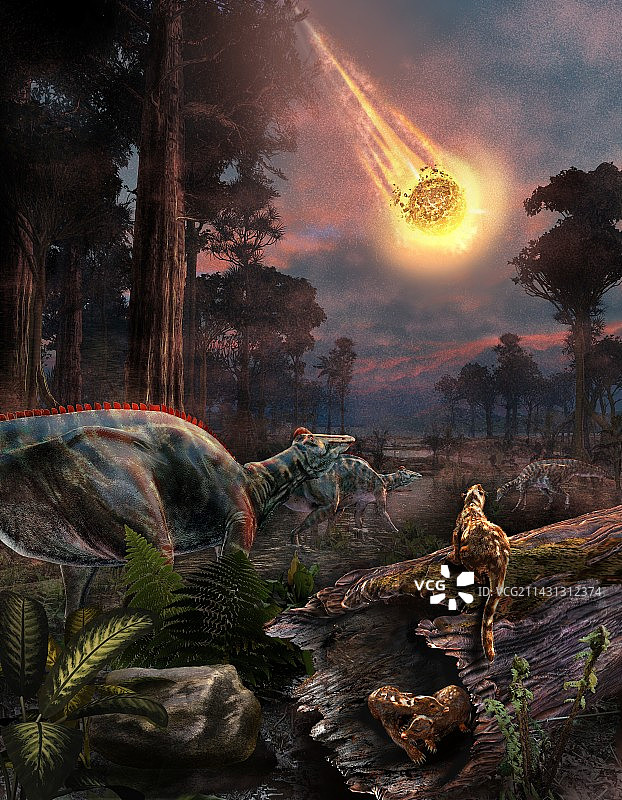 恐龙灭绝的场景插画图片素材
