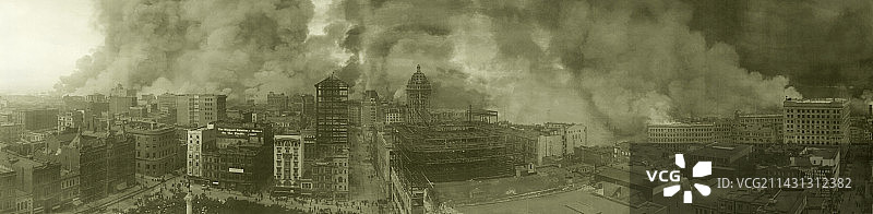 1906年旧金山地震火灾图片素材