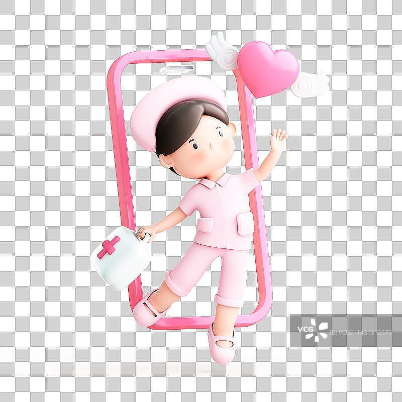 3D渲染的可爱小护士图片素材