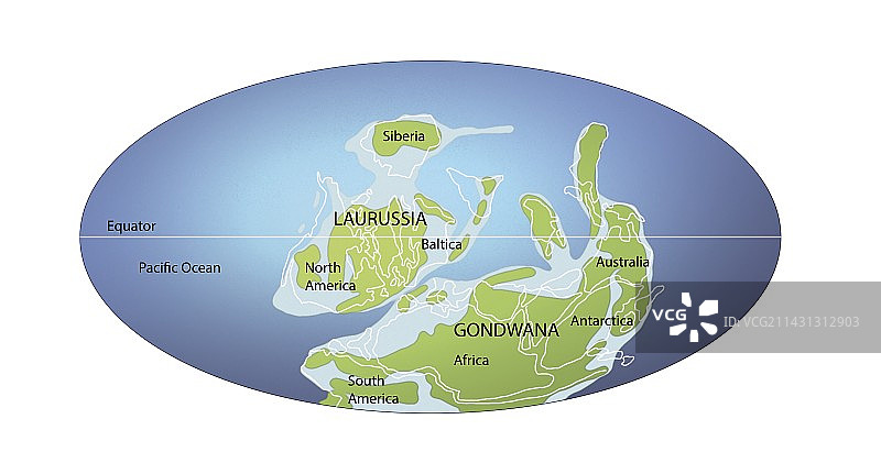 3.9亿年前的各大洲插图图片素材