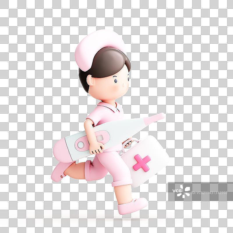 3D渲染的可爱小护士图片素材