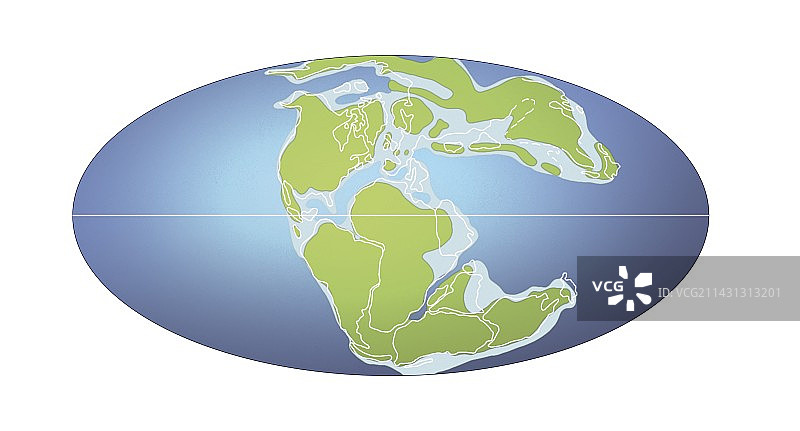 1.52亿年前的各大陆板块，插图图片素材