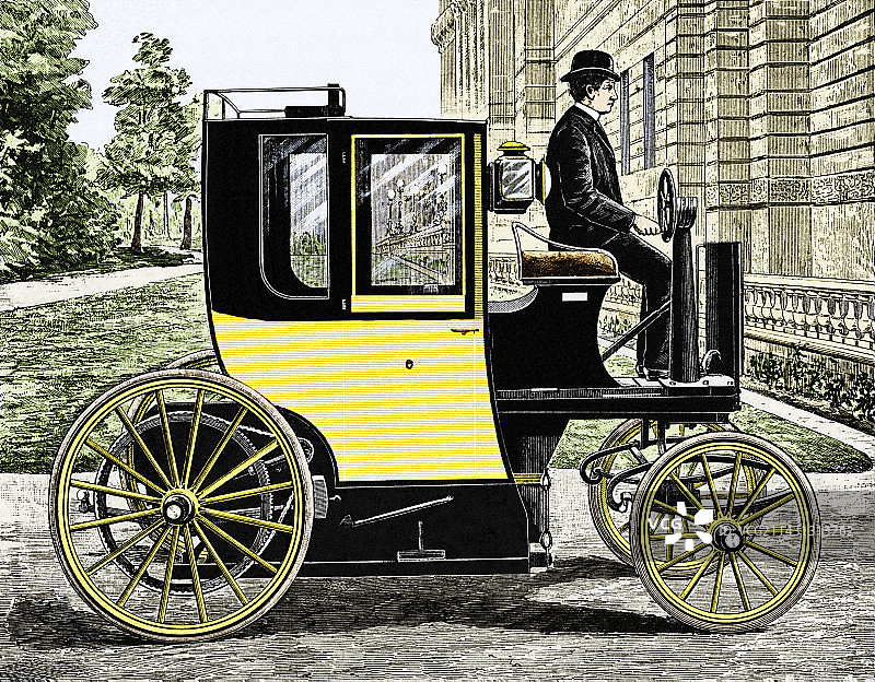 早期电动出租车图片素材