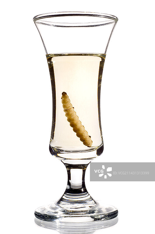 玻璃杯中的梅斯卡尔酒图片素材