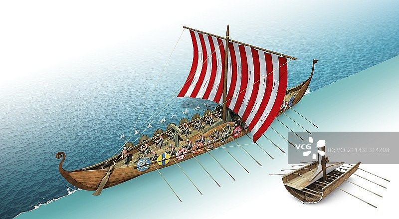 维京长船插图图片素材