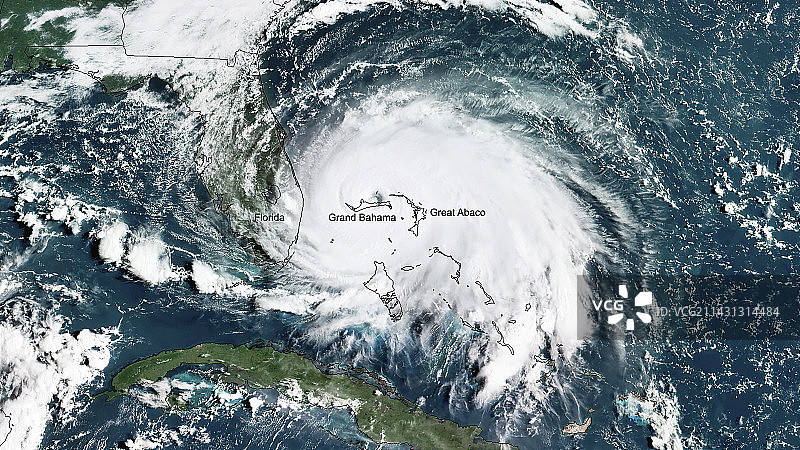 卫星图像:多里安飓风袭击巴哈马图片素材
