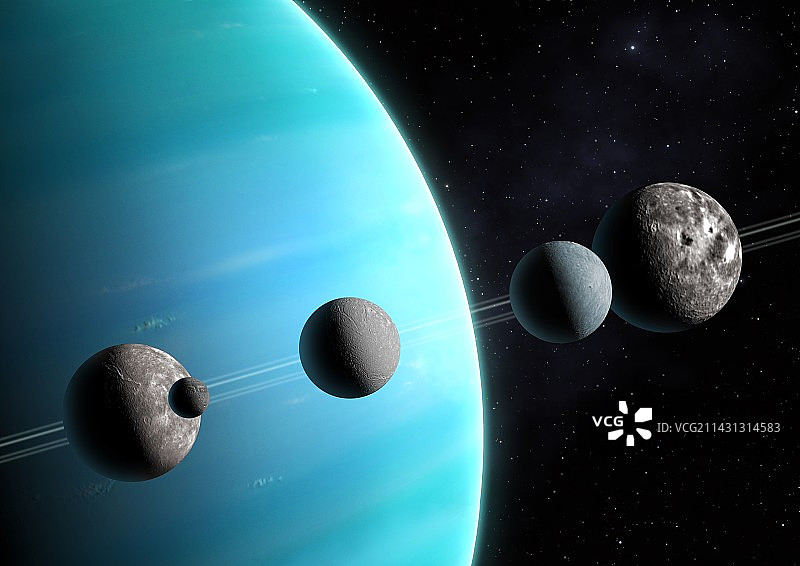 天王星卫星对比艺术作品图片素材