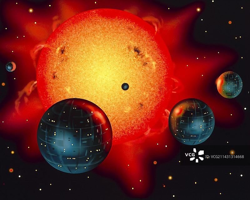 戴森球环绕恒星的艺术作品图片素材