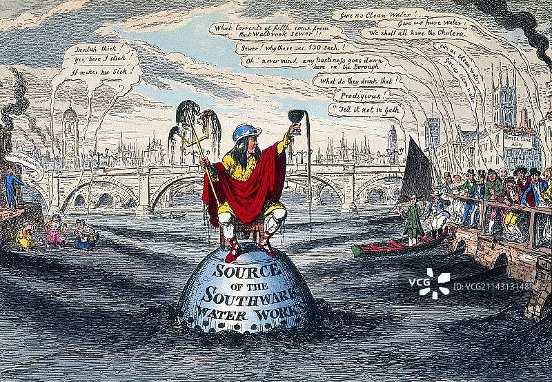 1828年伦敦供水讽刺漫画图片素材