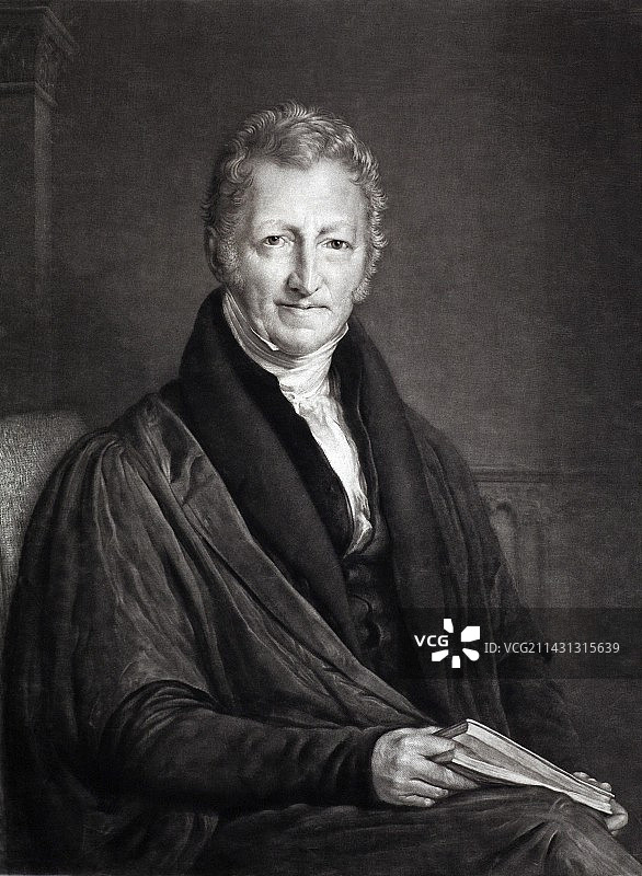 托马斯·马尔萨斯人口论肖像图片素材