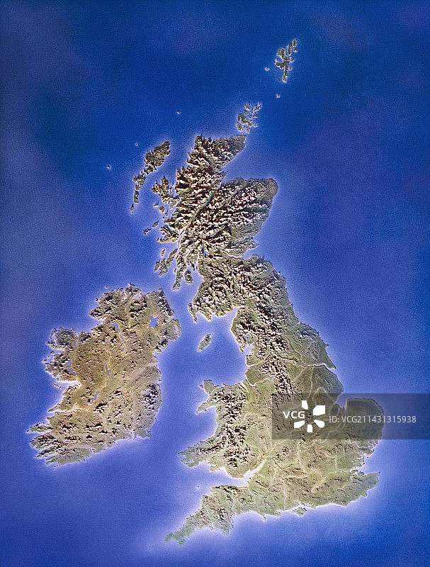 英国和爱尔兰的浮雕地图图片素材