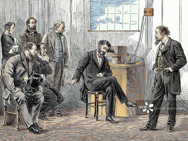 贝尔的首次长途电话图片素材