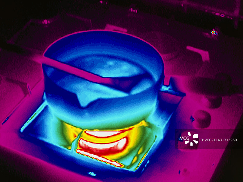 在燃气灶上烹饪，热谱图图片素材