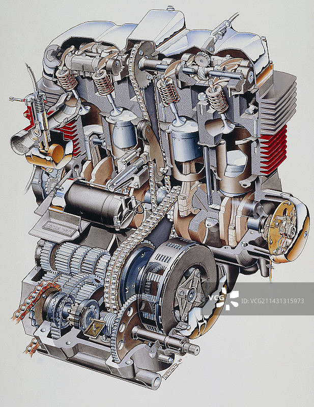 本田K2摩托车发动机剖面图图片素材