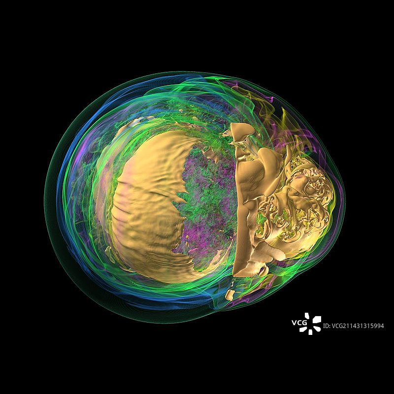 超新星核心，3D超级计算机模型图片素材
