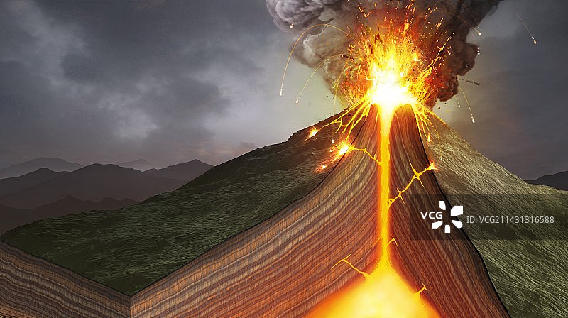 层状火山内部图片素材