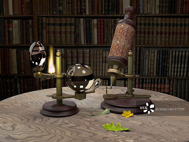 罗伯特·胡克的显微镜图片素材