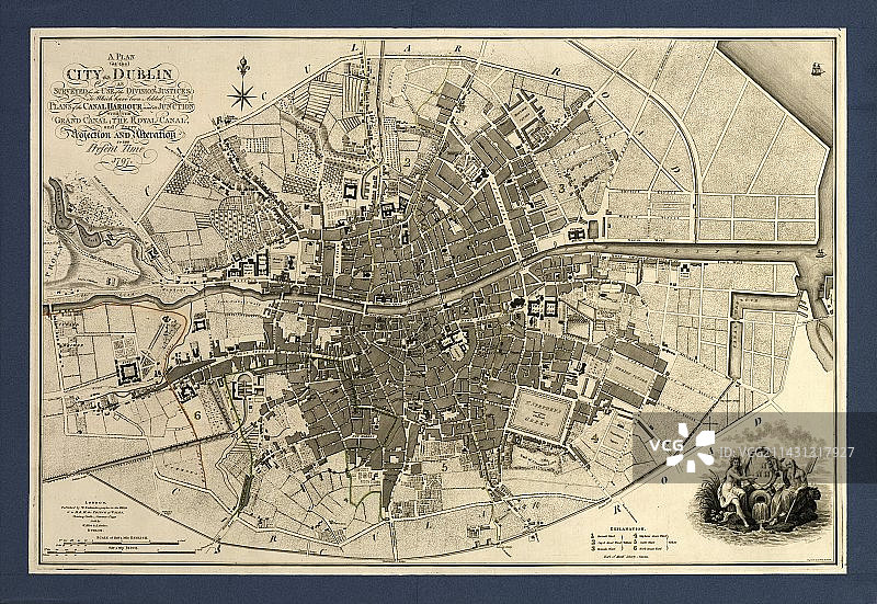 1797年都柏林市地图图片素材