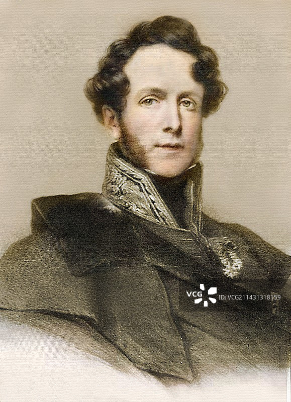 1840年布歇·德·佩尔特彩色肖像图片素材