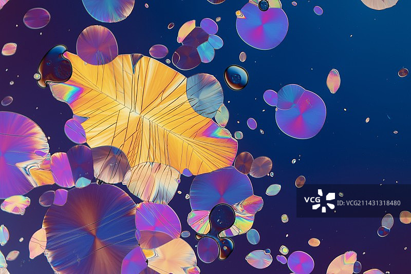 多巴胺和烟酸的偏振光显微照片图片素材