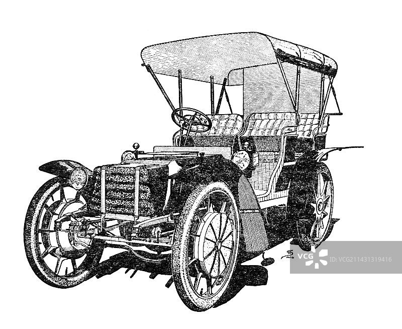 1901年Lohner-Porsche汽车雕刻作品图片素材