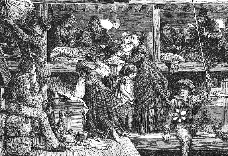 19世纪美国移民插画图片素材