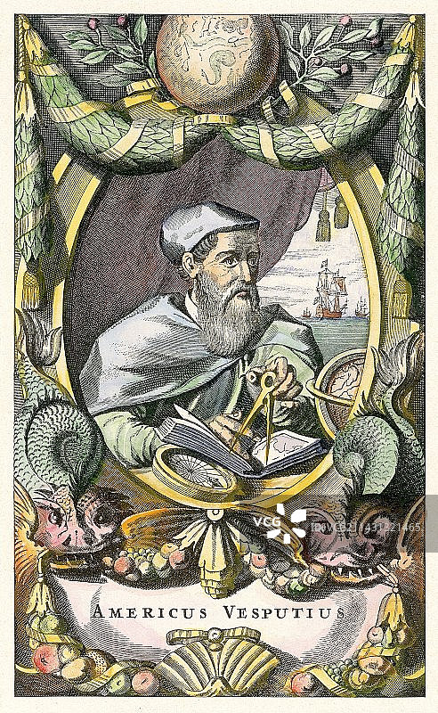 意大利探险家阿梅里克斯。维斯普丢图片素材