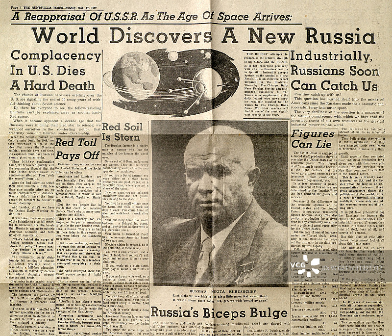 关于俄罗斯太空时代的美国报纸文章图片素材