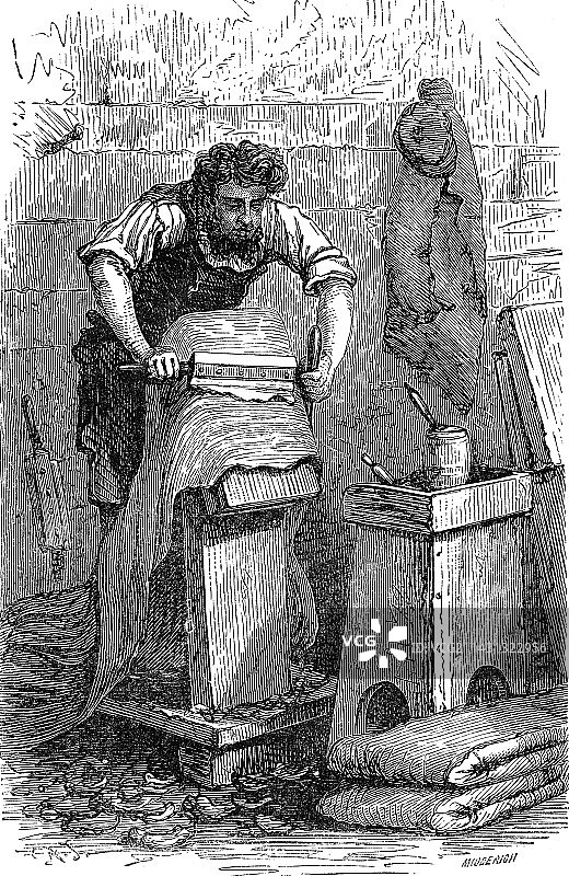 19世纪的皮革鞣制工业图片素材