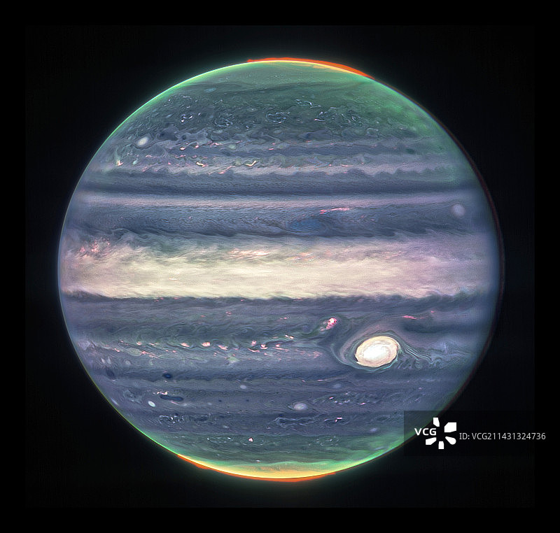 詹姆斯·韦伯望远镜拍摄的木星图像图片素材
