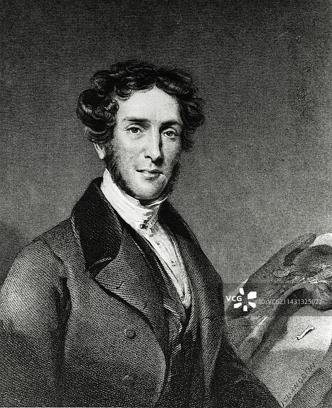 英国地质学家吉迪恩·曼特尔肖像图片素材