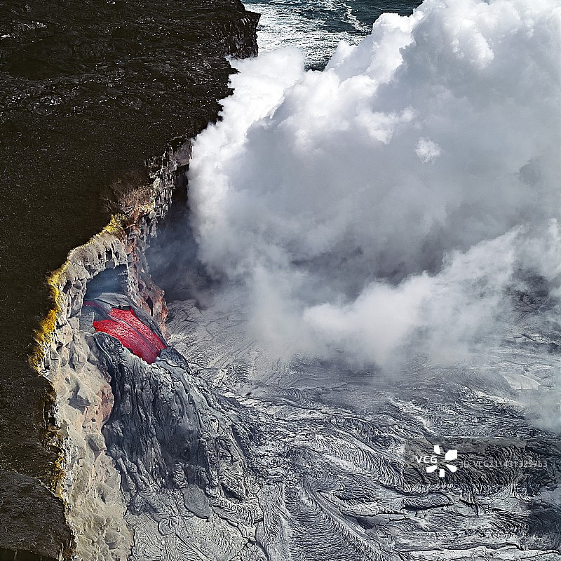 夏威夷基拉韦厄火山熔岩管图片素材