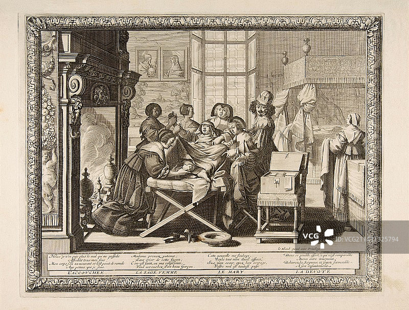 17世纪的分娩场景图片素材