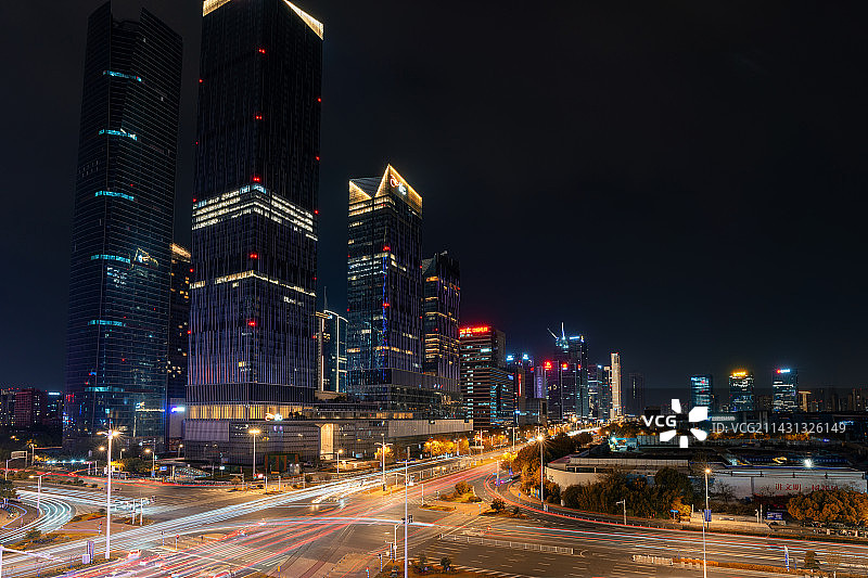 南京建邺区的车水马龙图片素材