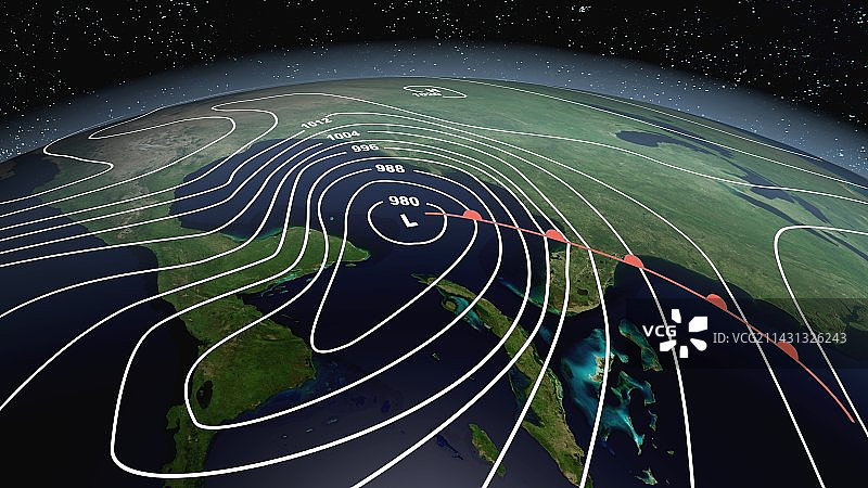 墨西哥湾飓风等压线图图片素材