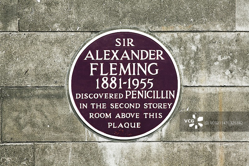 伦敦亚历山大·弗莱明牌匾图片素材