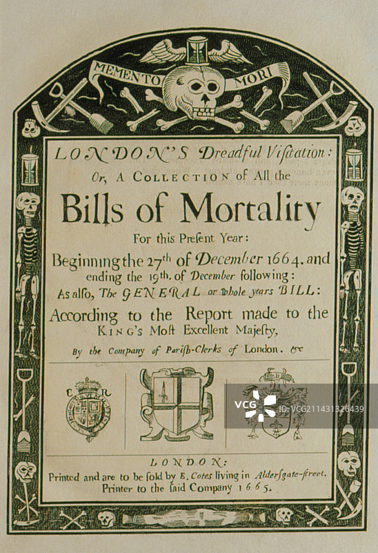 1665年伦敦瘟疫遇难者名单图片素材