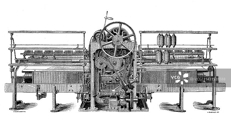 19世纪的自动纺纱骡机图片素材