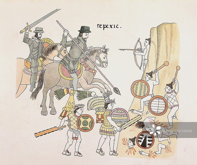 特佩西克之战，《特拉斯卡拉手抄本》图片素材