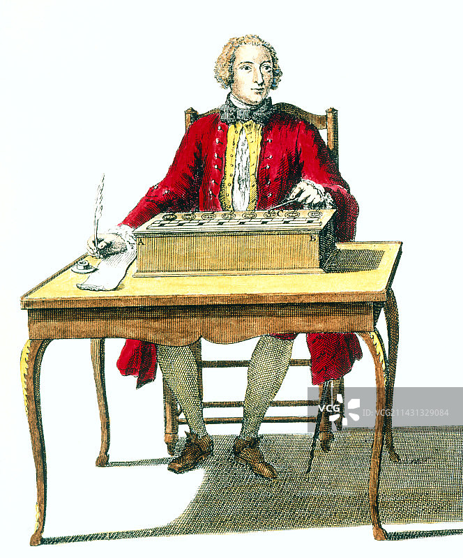 布莱兹·帕斯卡和他的计算器肖像图片素材