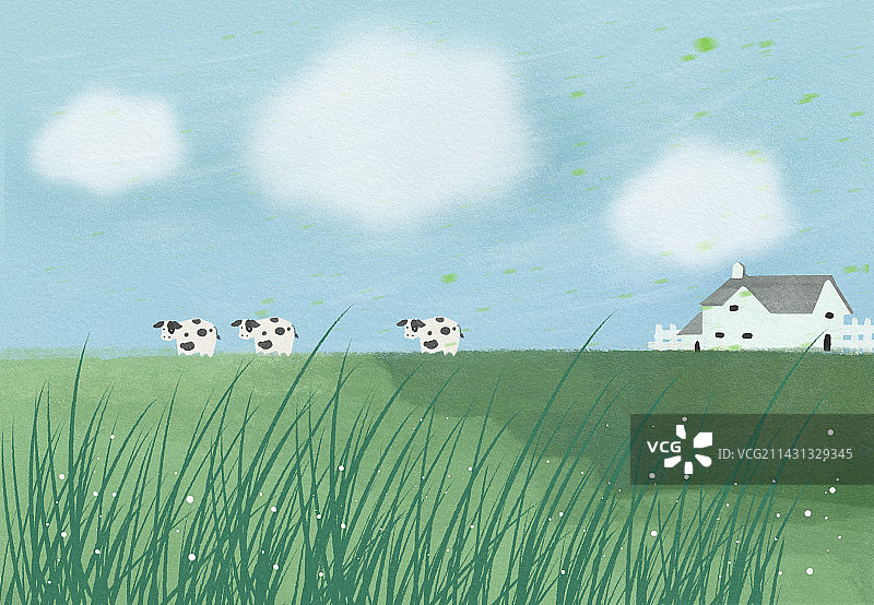田园农场奶牛插画图片素材