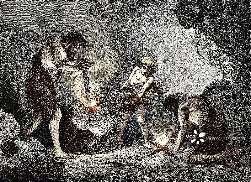 早期人类的取火图片素材