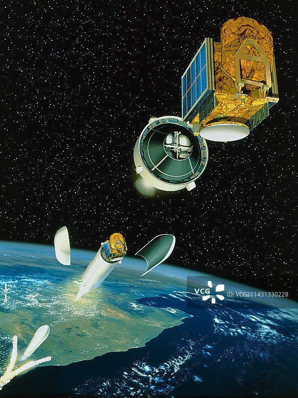 阿丽亚娜5号卫星发射过程艺术作品图片素材