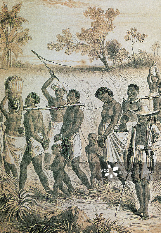 非洲当地奴隶的雕刻图图片素材