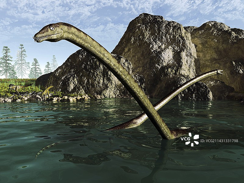 长颈龙类爬行动物插图图片素材