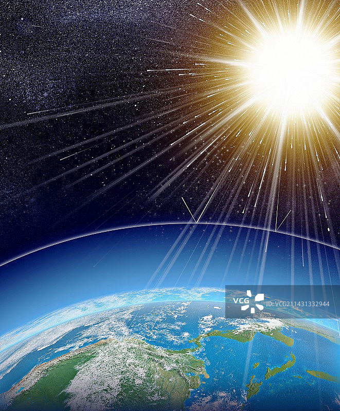 太阳与地球插画图片素材