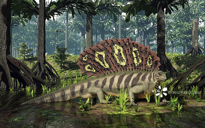 石炭纪科达木中的楔齿龙艺术作品图片素材