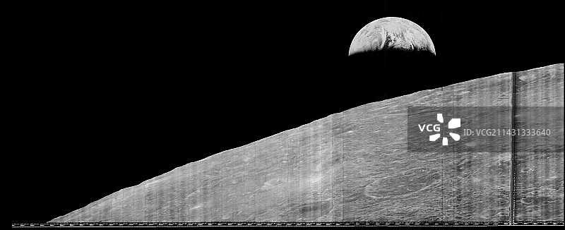 从月球轨道飞行器1号上出地，1966年图片素材